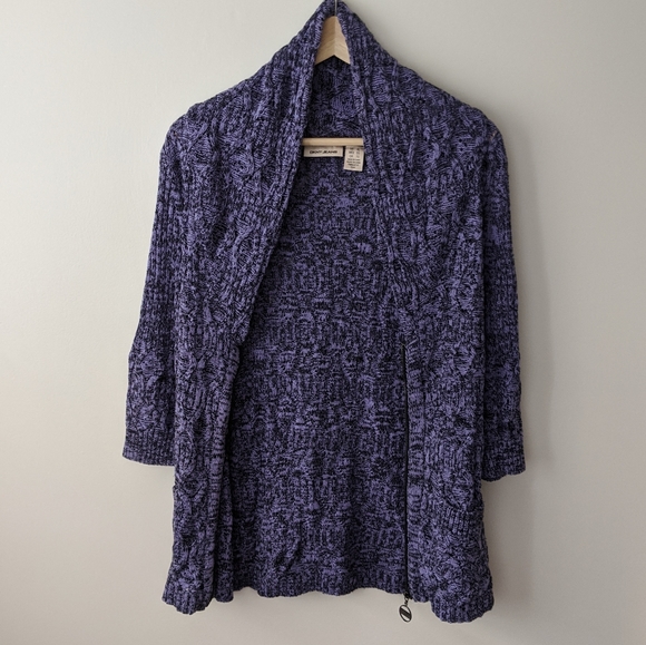 DKNY Purple 3/4 Sleeve Knit Cardigan - Picture 5 of 5